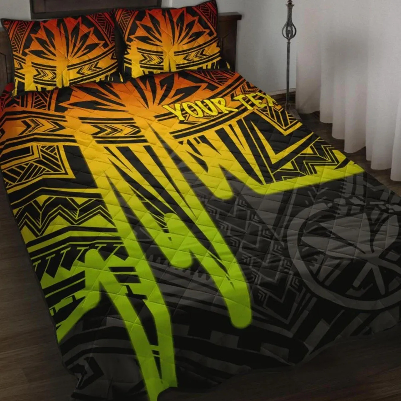 Hawaii Personalised Quilt Bed Sets - Kanaka Maoli With Polynesian Pattern In Heartbeat Style (Reggae) 1