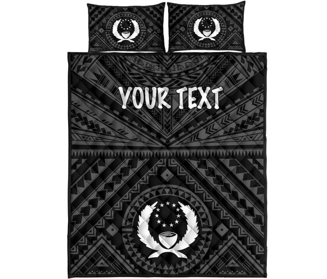 Pohnpei Personalised Quilt Bed Set - Pohnpei Seal With Polynesian Tattoo Style ( Black) 5