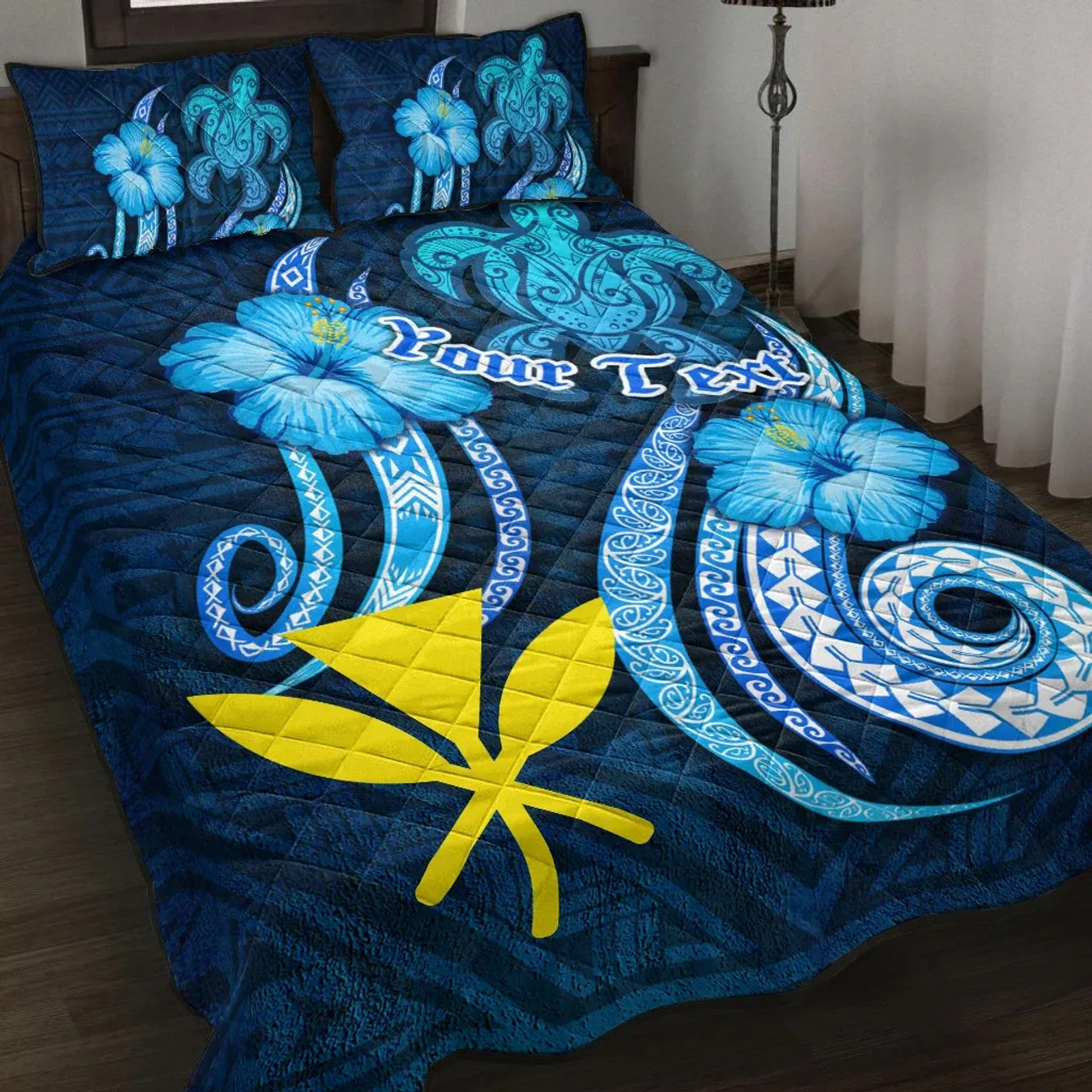 Hawaii Kanaka Maoli Personalised Quilt Bed Set - Turtle and Tribal Tattoo Of Polynesian 1