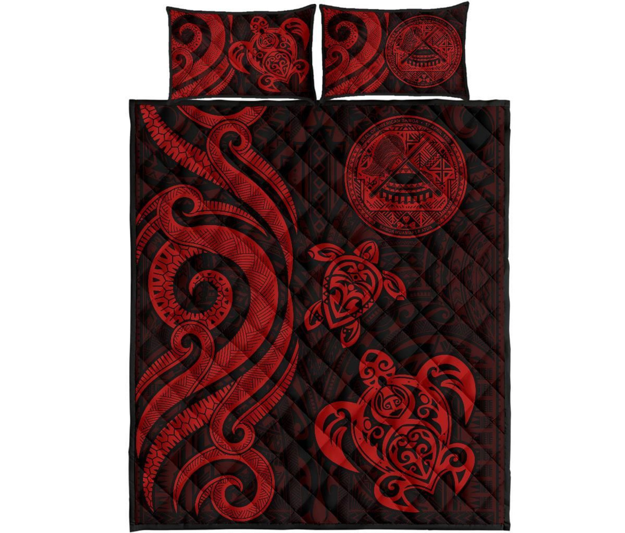 American Samoa Quilt Bed Set - Red Tentacle Turtle 5