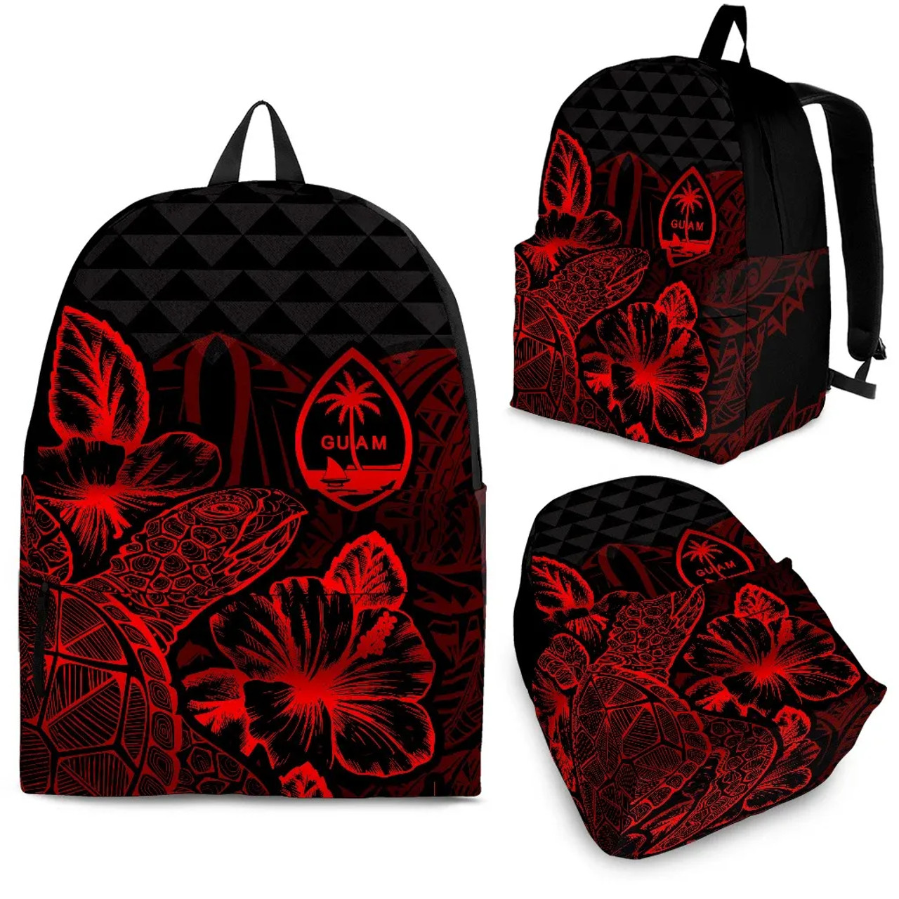 Guam Polynesian Backpack Turtle Hibiscus Red 1