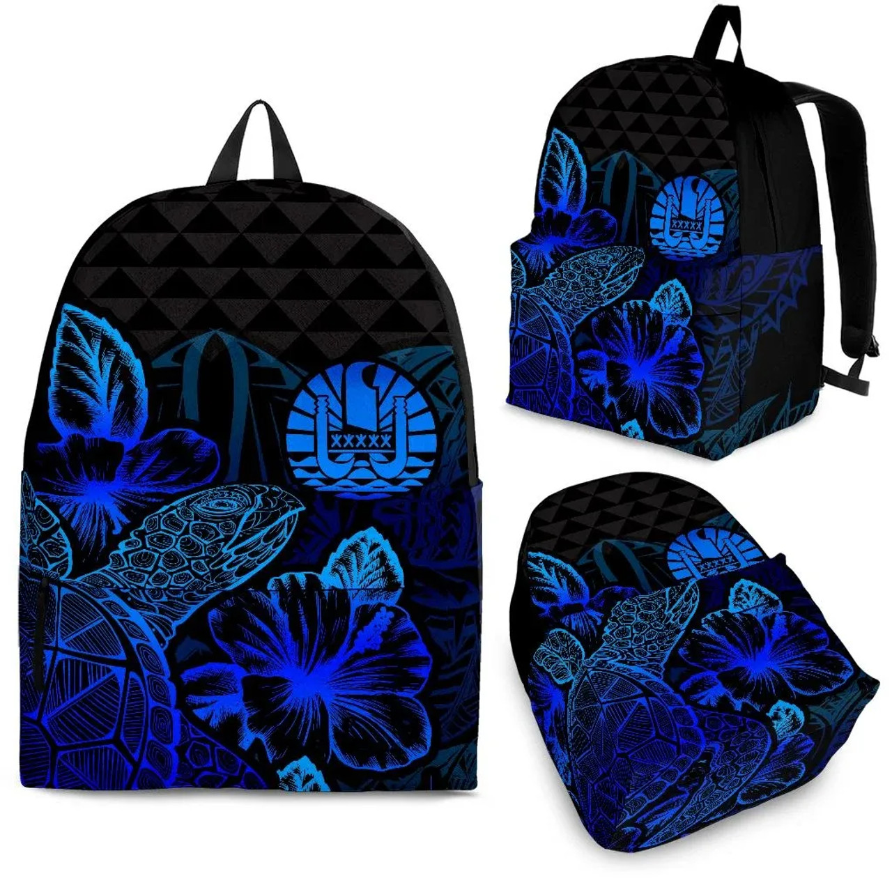 Tahiti Polynesian Backpack Turtle Hibiscus Blue 1