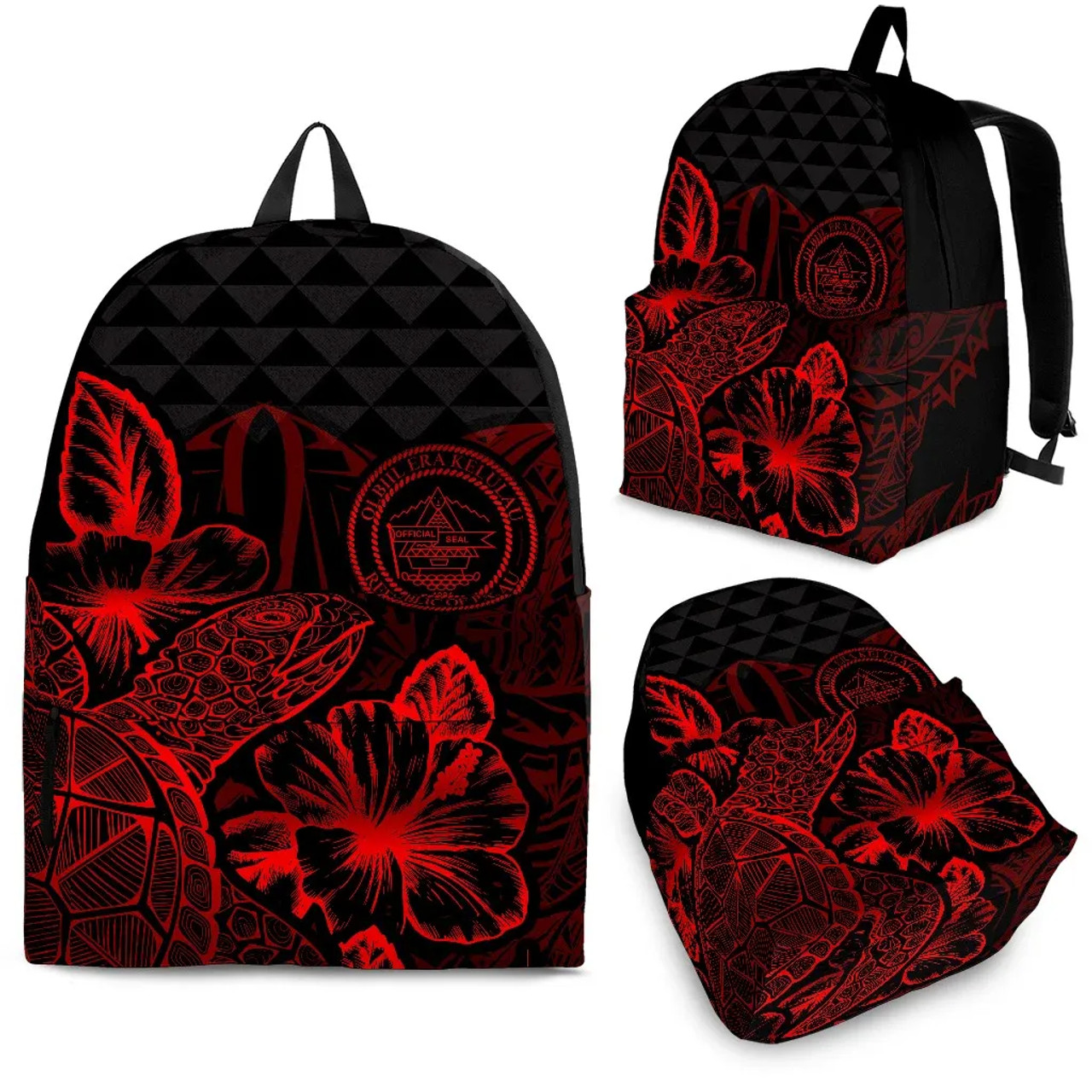 Palau Polynesian Backpack Turtle Hibiscus Red 1