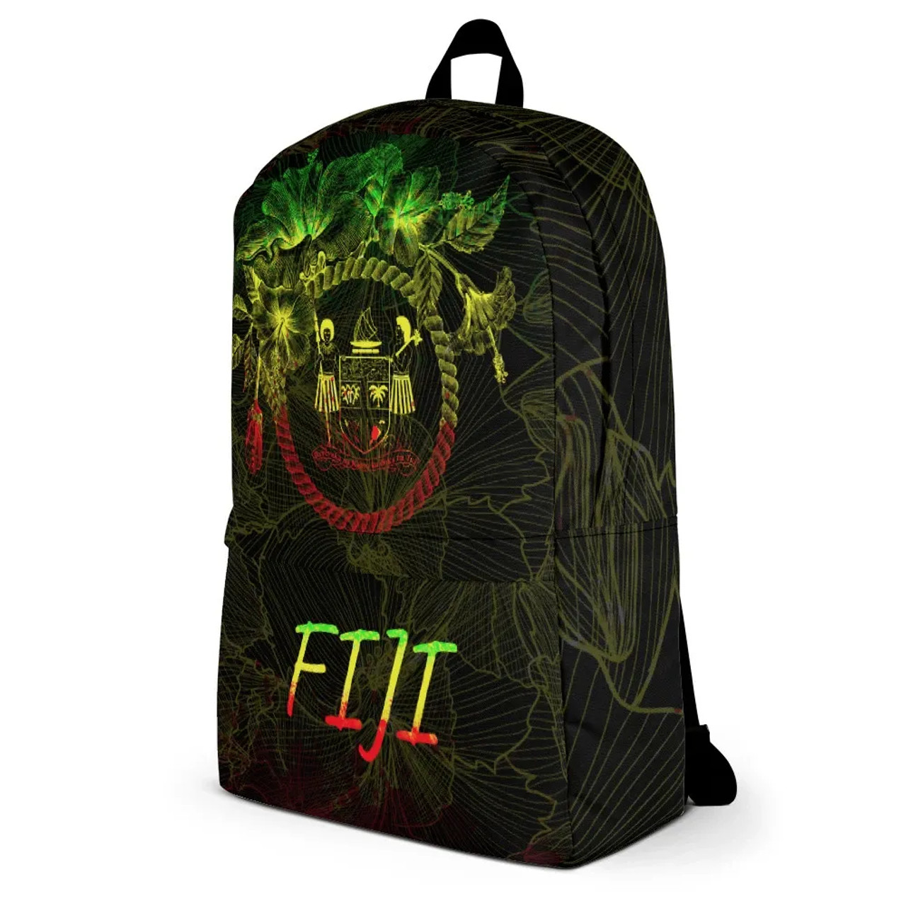 Fiji Polynesian Backpack - Hibiscus Flower Frame Vintage Reggae 3