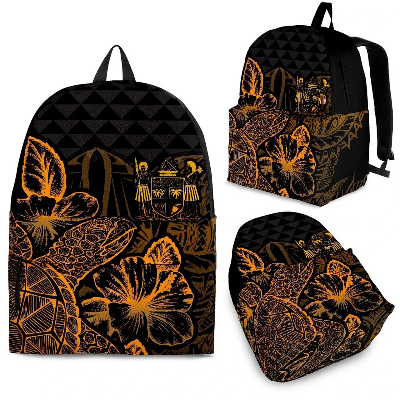 Fiji Polynesian Backpack Turtle Hibiscus Gold 1