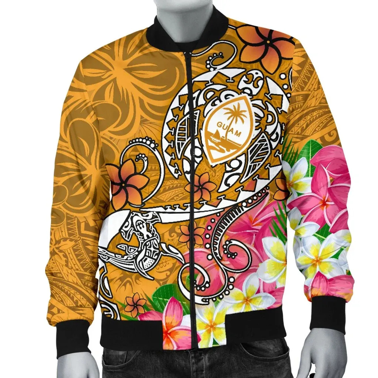 Guam Bomber Jacket - Turtle Plumeria (Gold) 4