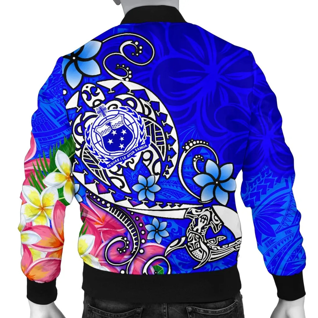 Samoa Bomber Jacket - Turtle Plumeria (Blue) 2