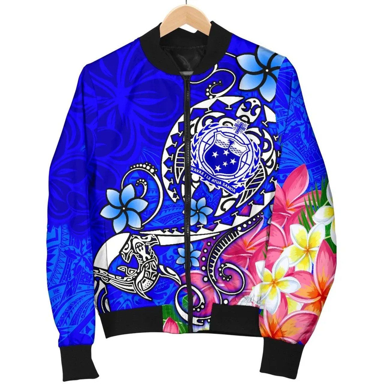 Samoa Bomber Jacket - Turtle Plumeria (Blue) 5