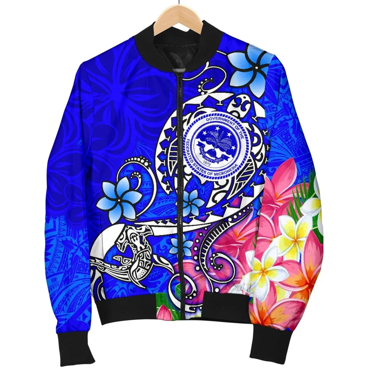 FSM Bomber Jacket - Turtle Plumeria (Blue) 5