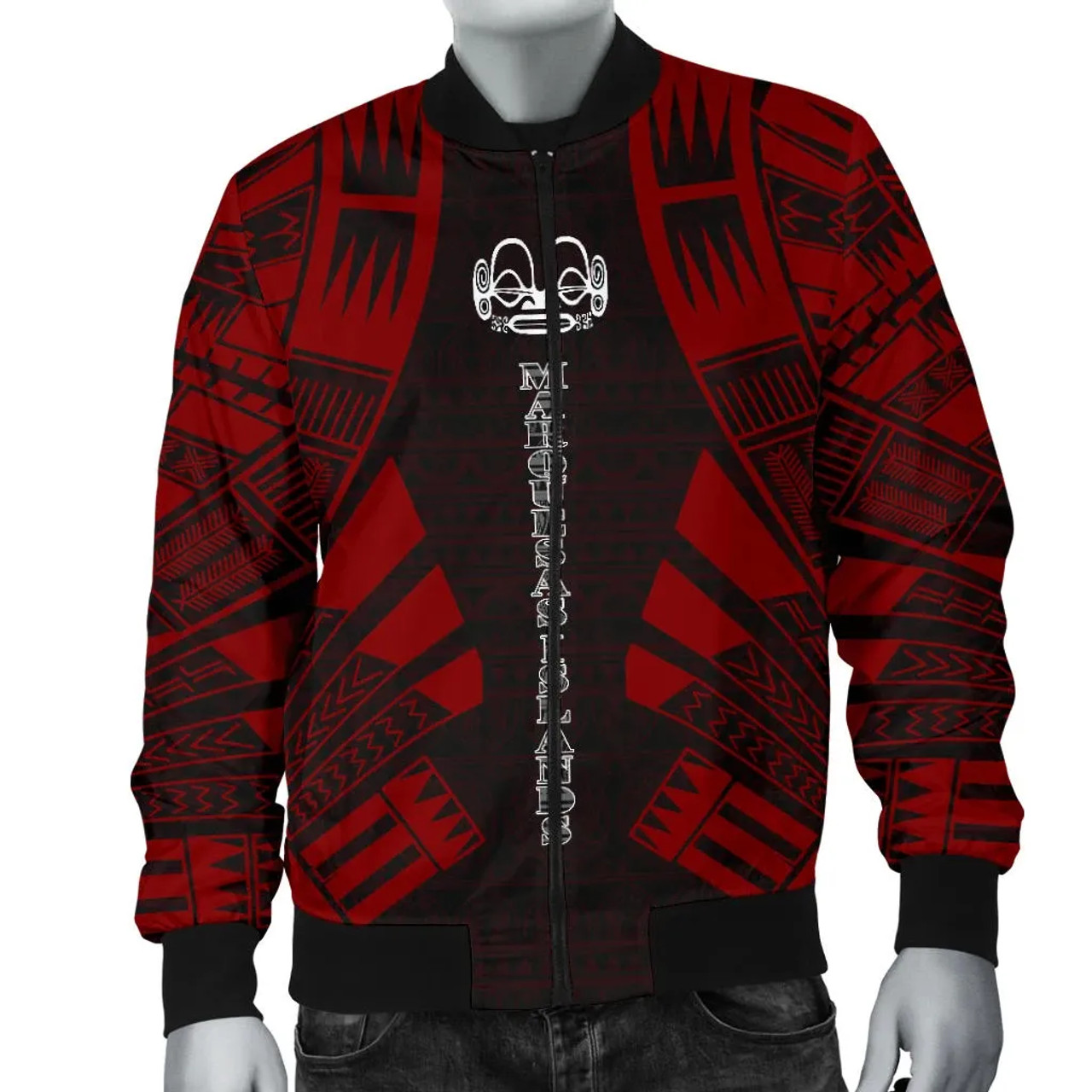 Marquesas Islands Bomber Jackets - Polynesian Tattoo Red 4