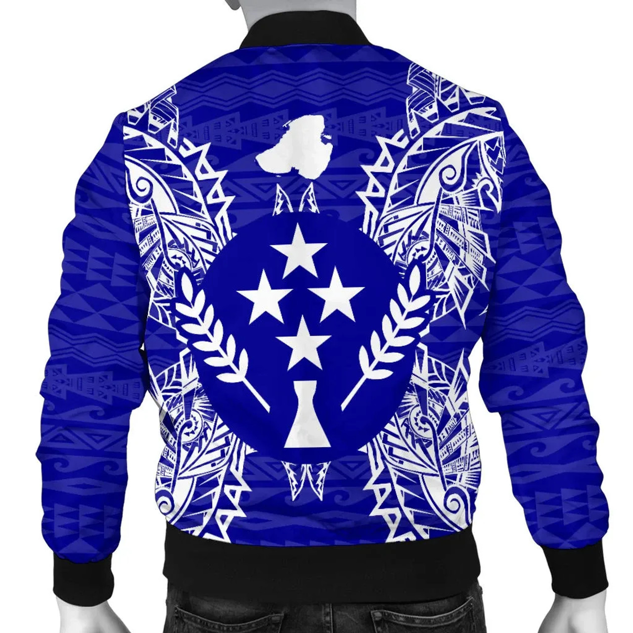 Kosrae Polynesian Bomber Jacket Map Blue 2