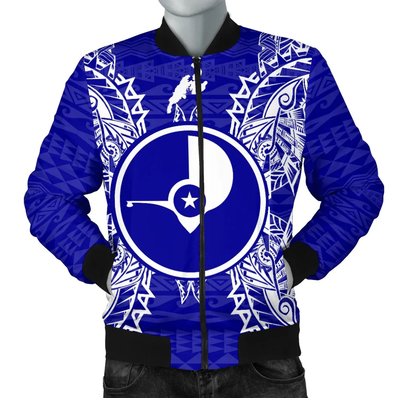 Yap Polynesian Bomber Jacket Map Blue 1