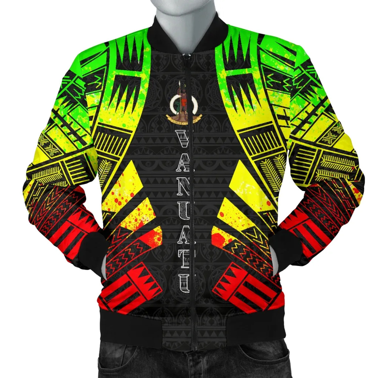 Vanuatu Bomber Jackets - Polynesian Tattoo Reggae 1