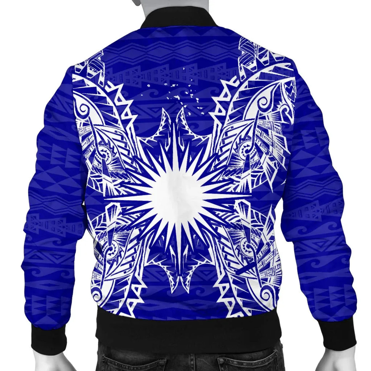 Marshall Islands Polynesian Bomber Jacket Map Blue 2