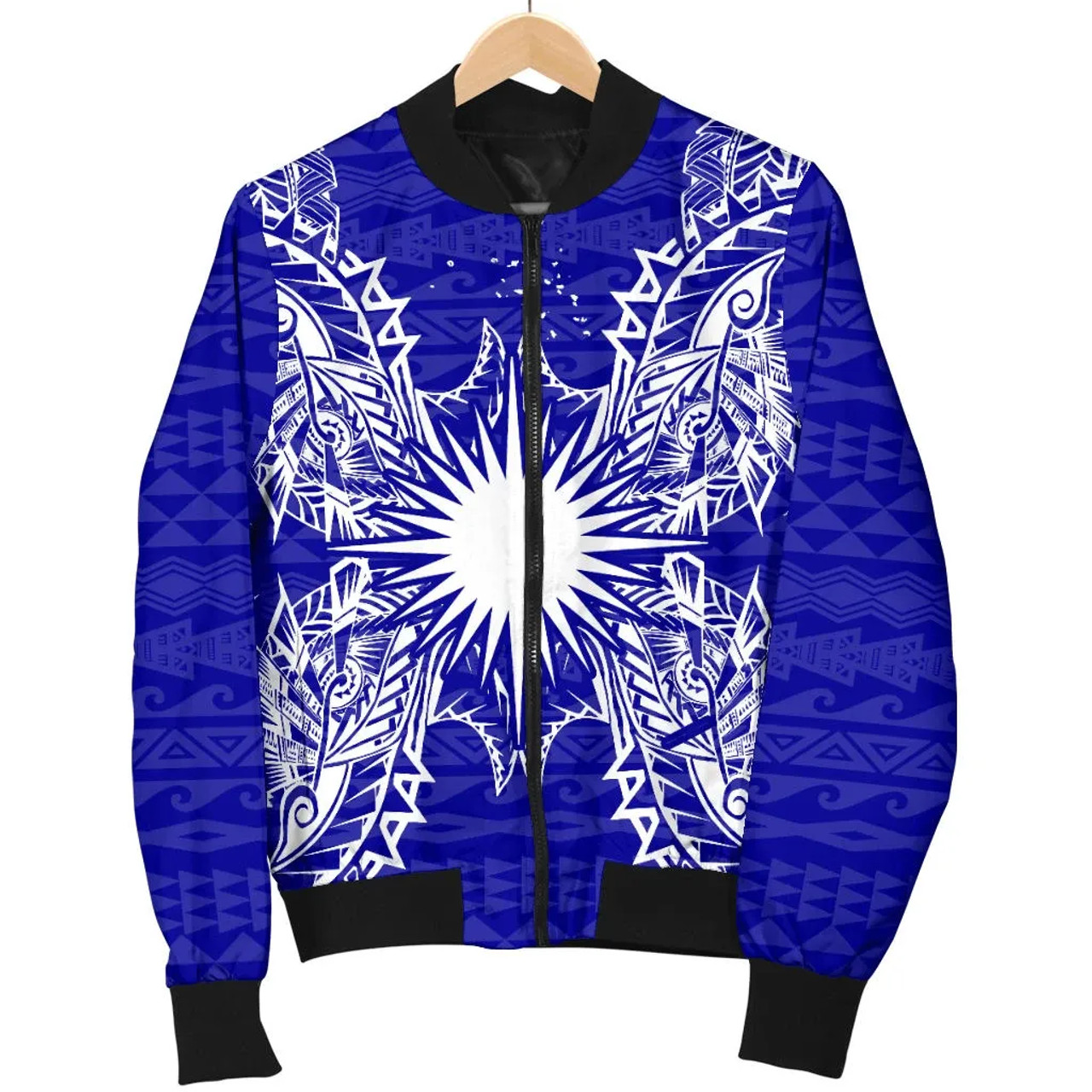 Marshall Islands Polynesian Bomber Jacket Map Blue 5