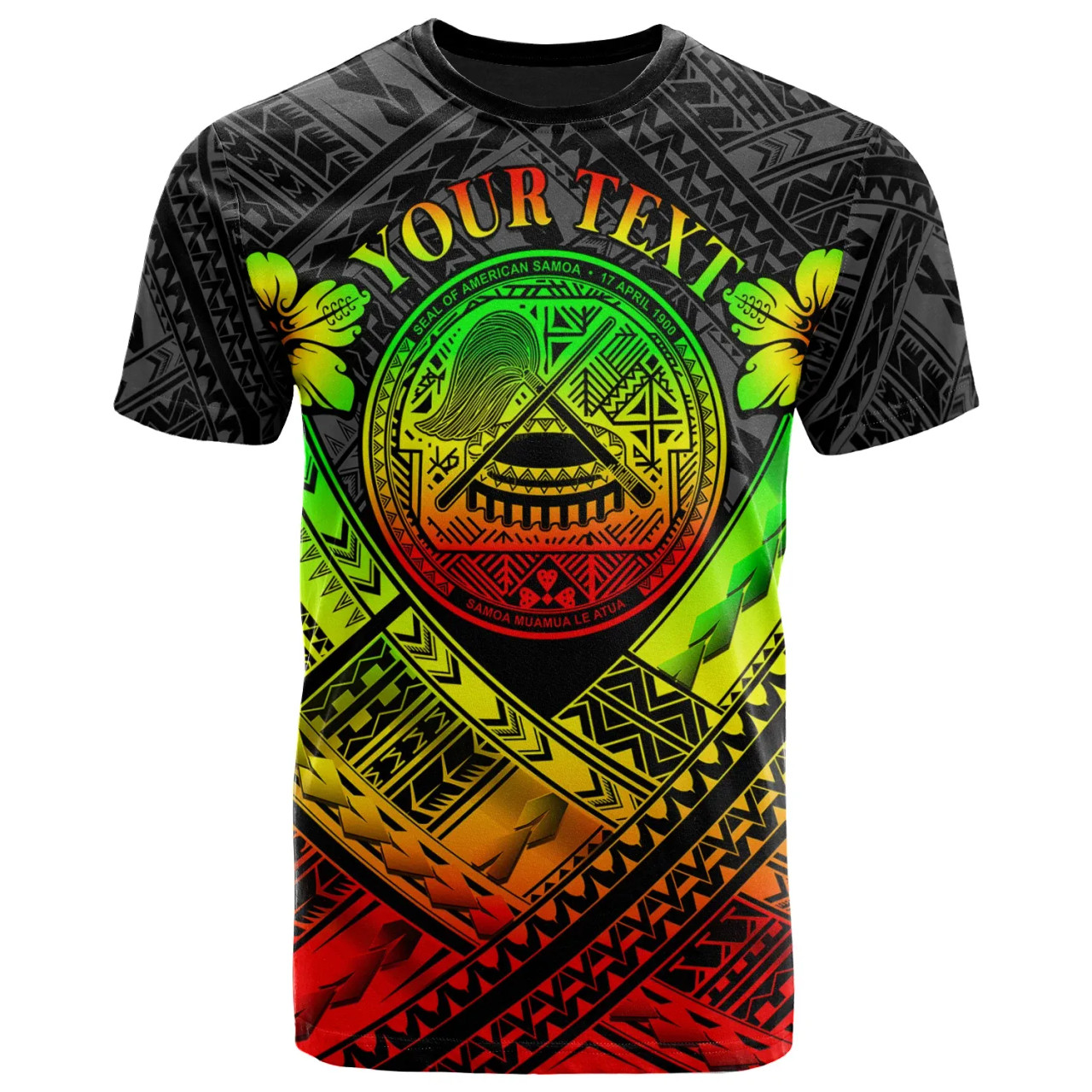 American Samoa Custom Personalised T-Shirts - AS Reggae Seal Polynesian Patterns 1