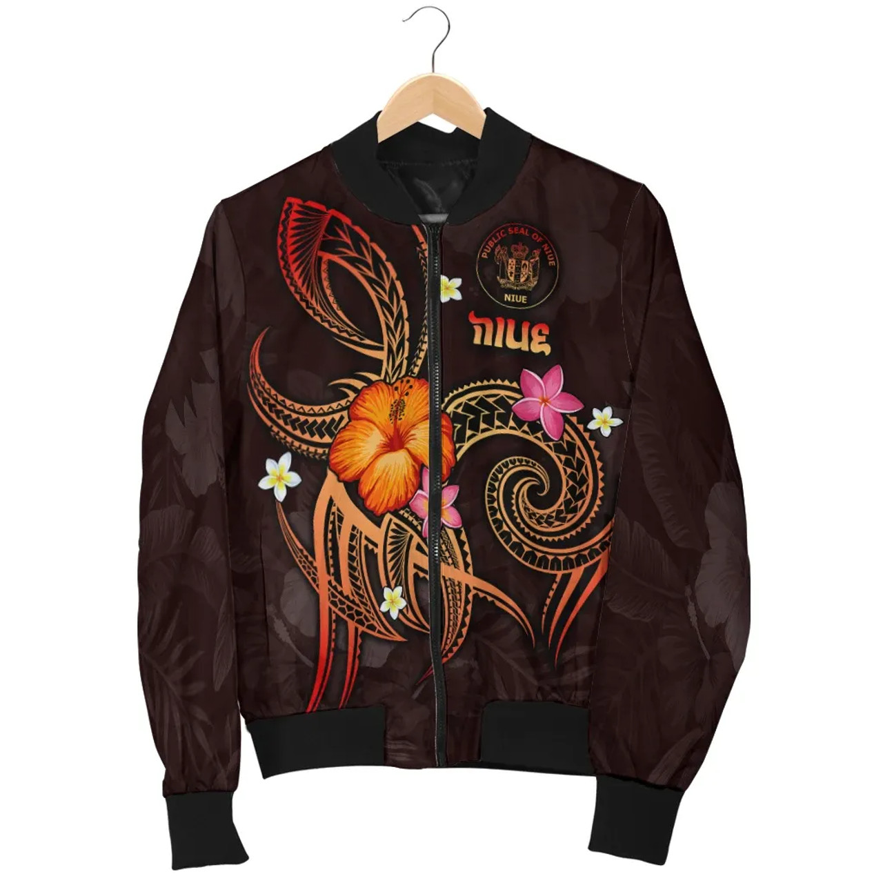 Niue Polynesian Bomber Jacket - Legend of Niue (Red) 4