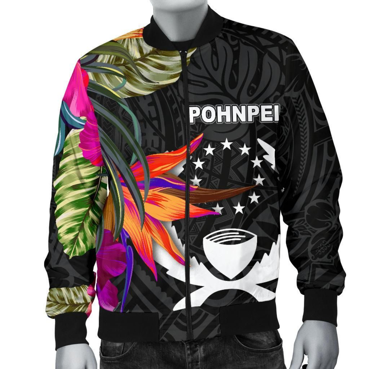 Pohnpei Bomber Jacket - Polynesian Hibiscus Pattern 4