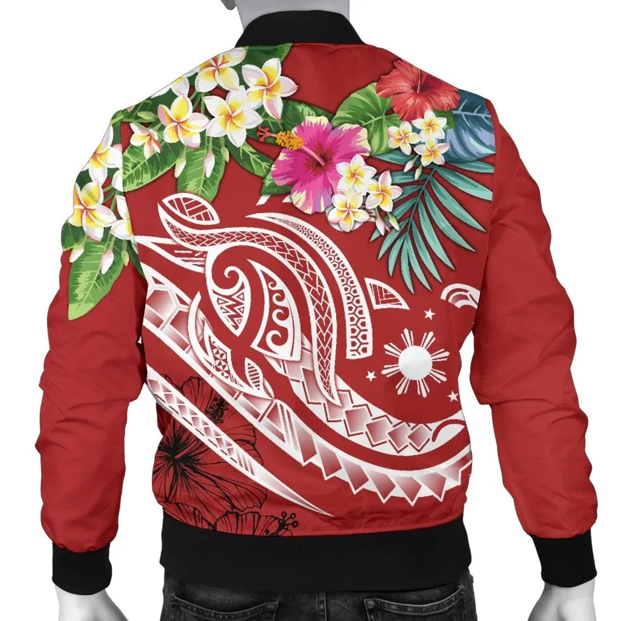 The Philippines Bomber Jacket - Summer Plumeria (Red) 2