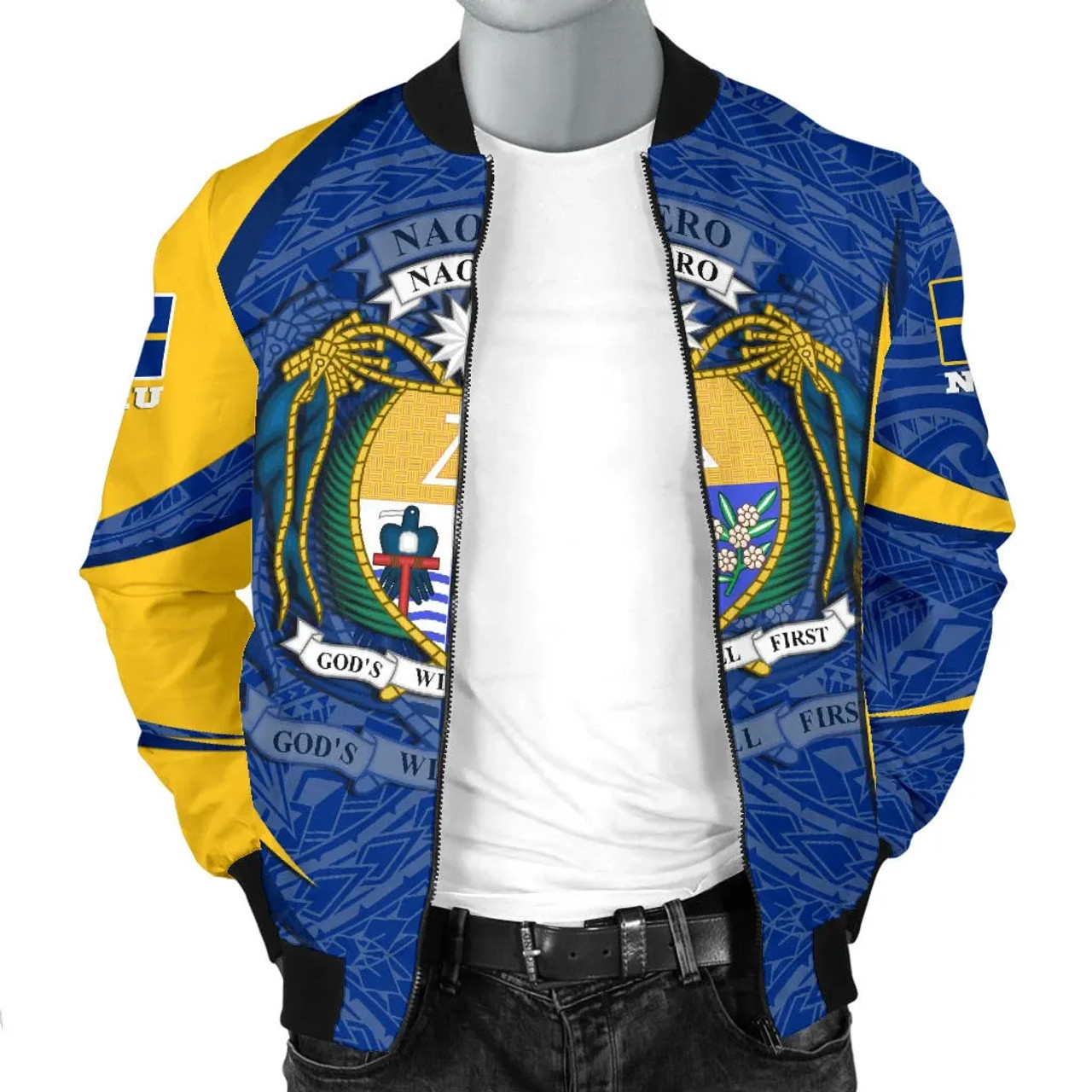 Nauru Polynesian Bomber Jacket - Nauru Spirit (Blue) 3