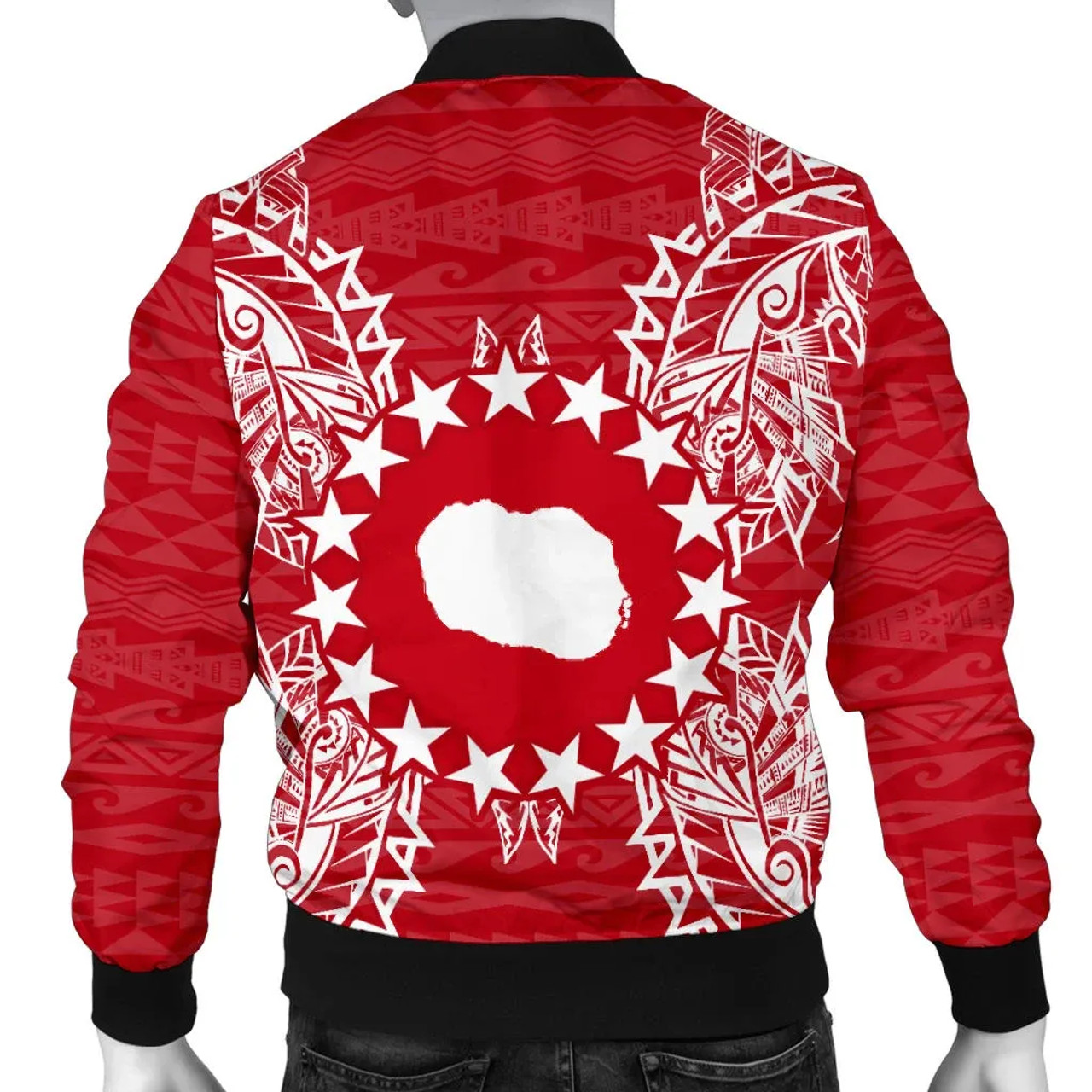 Cook Islands Polynesian Bomber Jacket Map Red White 2