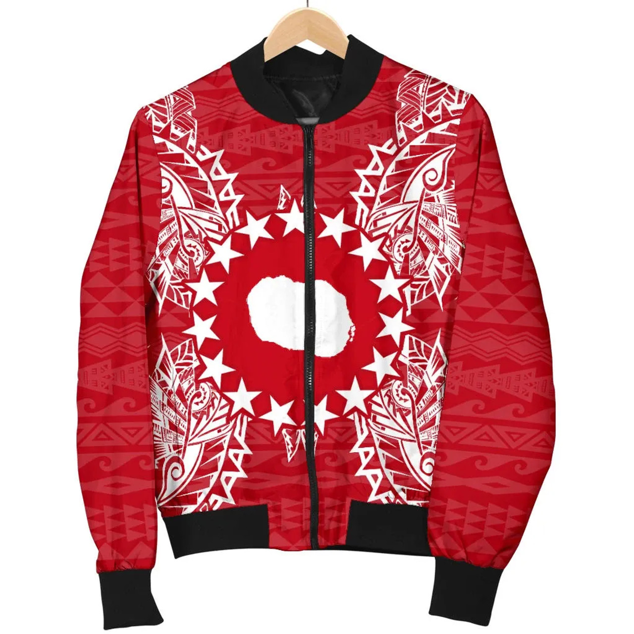 Cook Islands Polynesian Bomber Jacket Map Red White 5