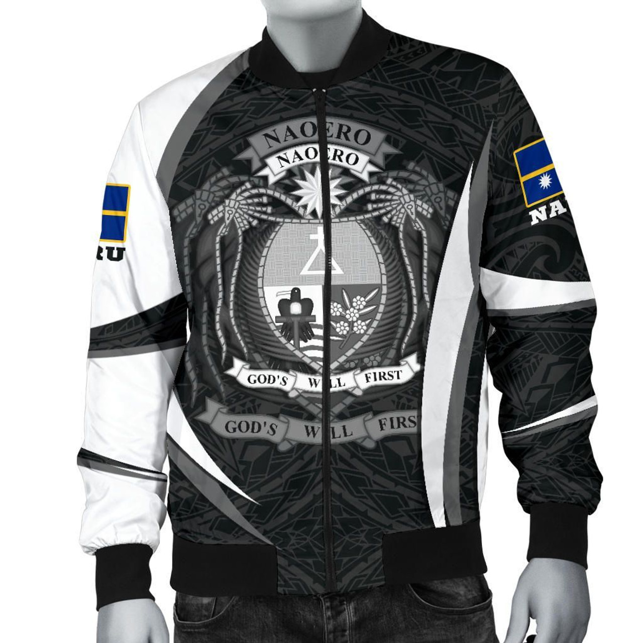 Nauru Polynesian Bomber Jacket - Nauru Spirit (White) 4