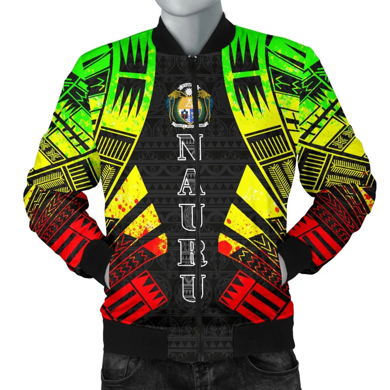 Nauru Bomber Jackets - Polynesian Tattoo Reggae 1