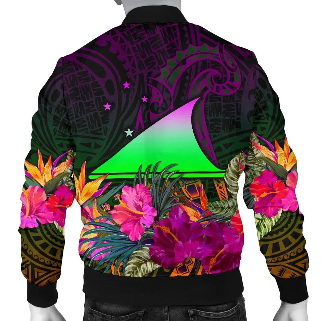 Tokelau Personalised Bomber Jacket - Summer Hibiscus 2