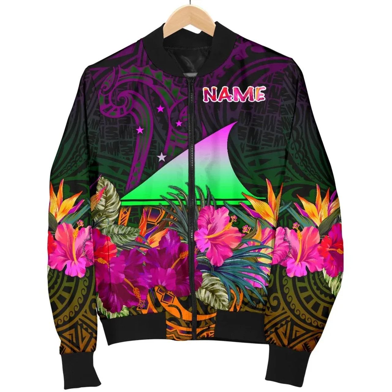 Tokelau Personalised Bomber Jacket - Summer Hibiscus 5