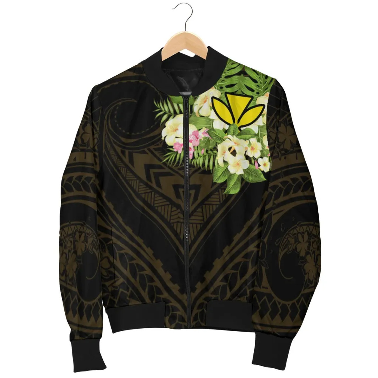 Hawaii Kanaka Maoli Bomber Jacket - Polynesian Gold Patterns Collection 2