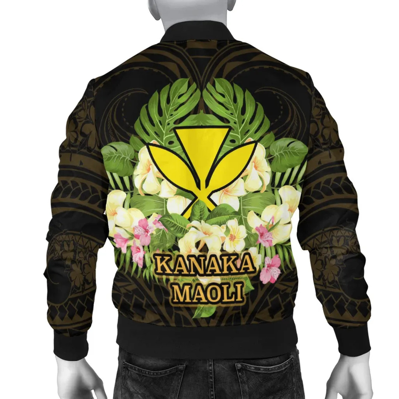 Hawaii Kanaka Maoli Bomber Jacket - Polynesian Gold Patterns Collection 4