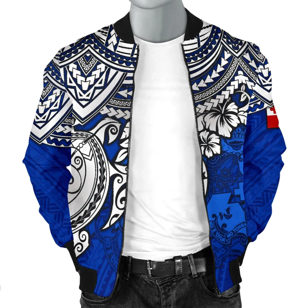 Tonga Polynesian Bomber Jacket - Blue Turtle 4