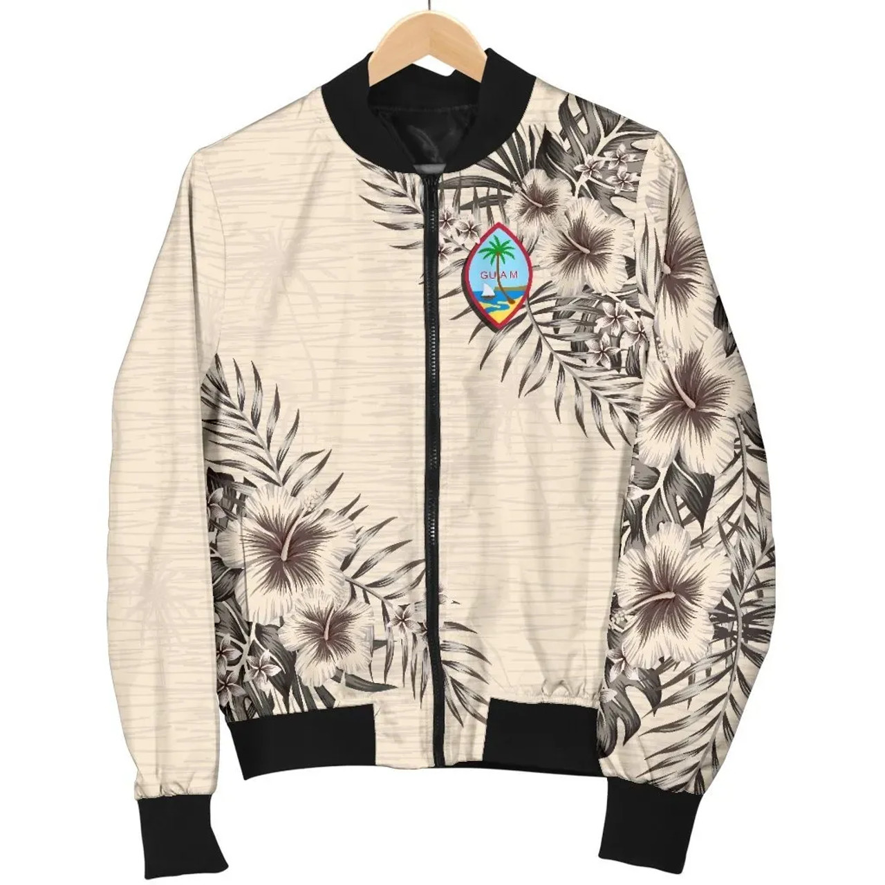 Guam Bomber Jacket - The Beige Hibiscus 5