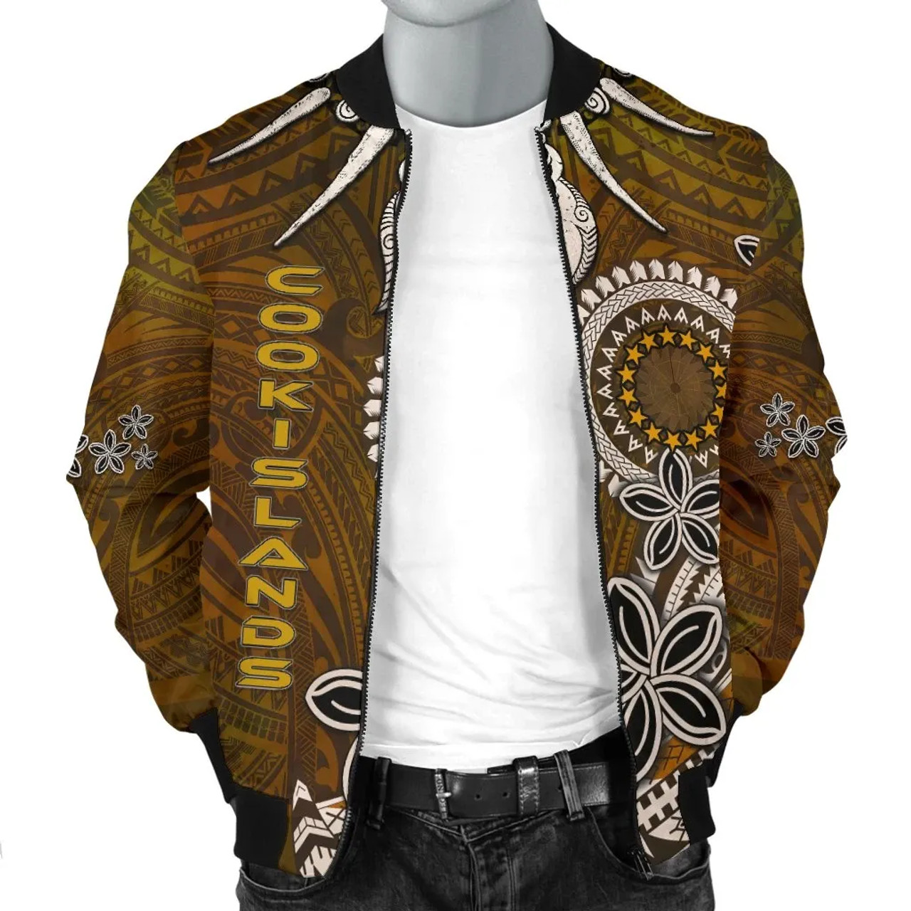 Cook Islands Bomber Jacket - Polynesian Boar Tusk 3