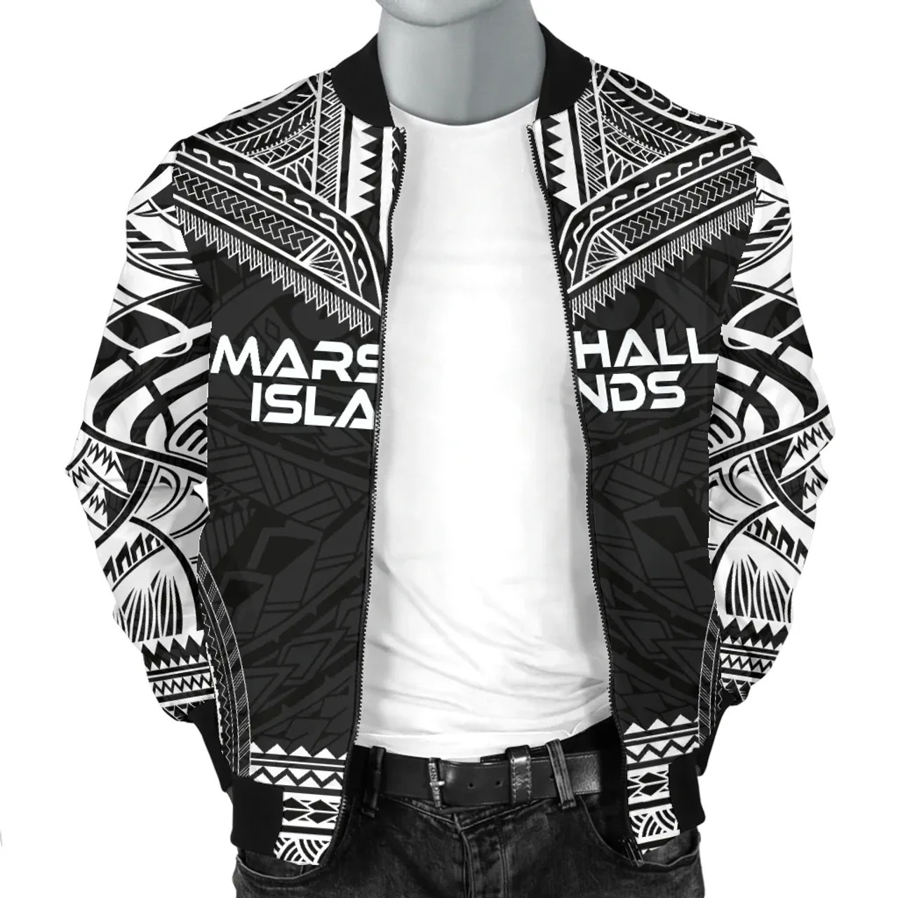 Marshall Islands Polynesian Chief Bomber Jacket - Black Version 3