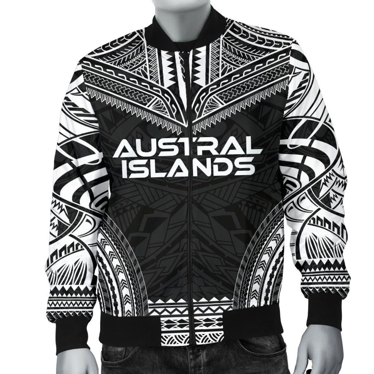 Austral Islands Polynesian Chief Bomber Jacket - Black Version 4