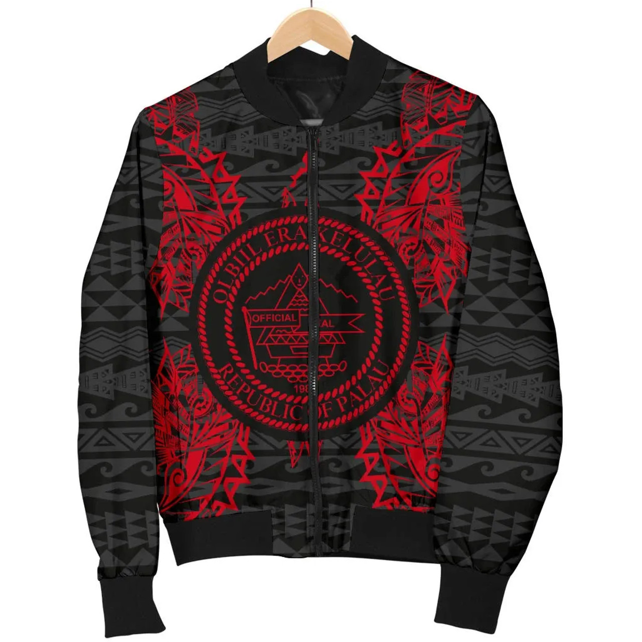 Palau Polynesian Bomber Jacket Map Red 5