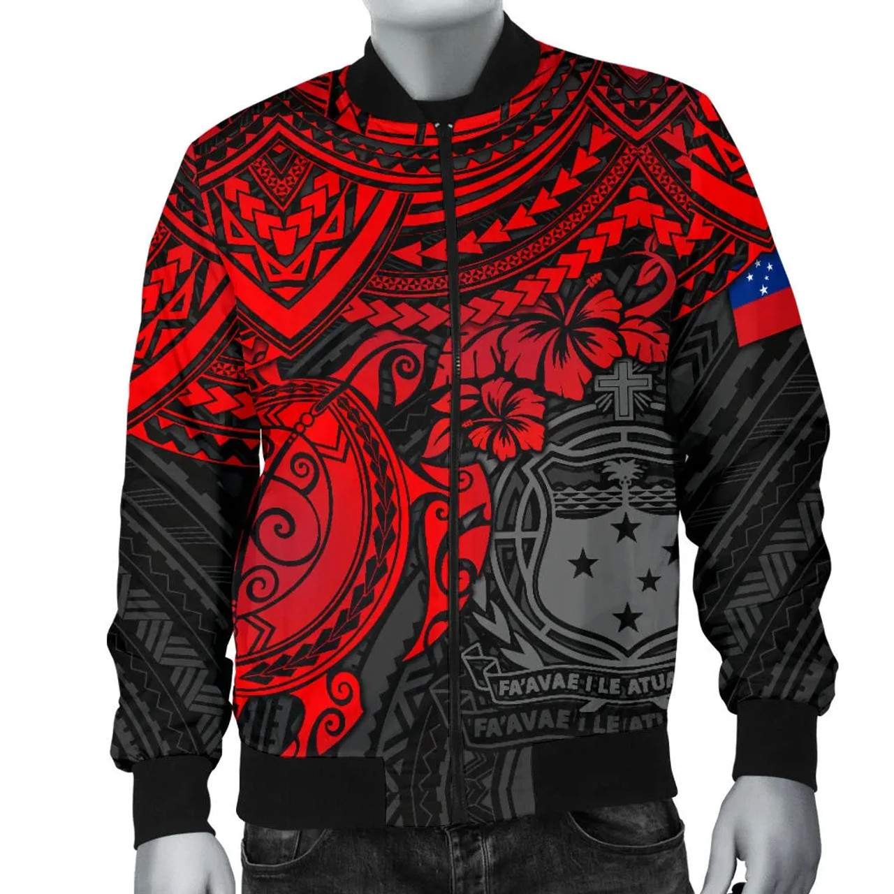 Samoa Polynesian Bomber Jacket - Red Turtle 4