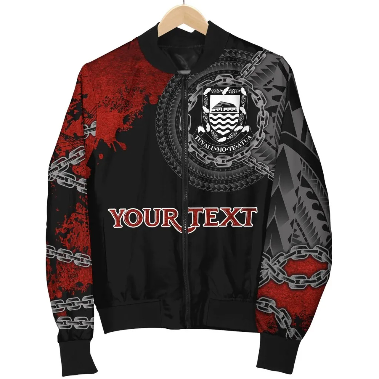 Tuvalu Polynesian Personalised Bomber Jacket - Polynesian Chain Style 5