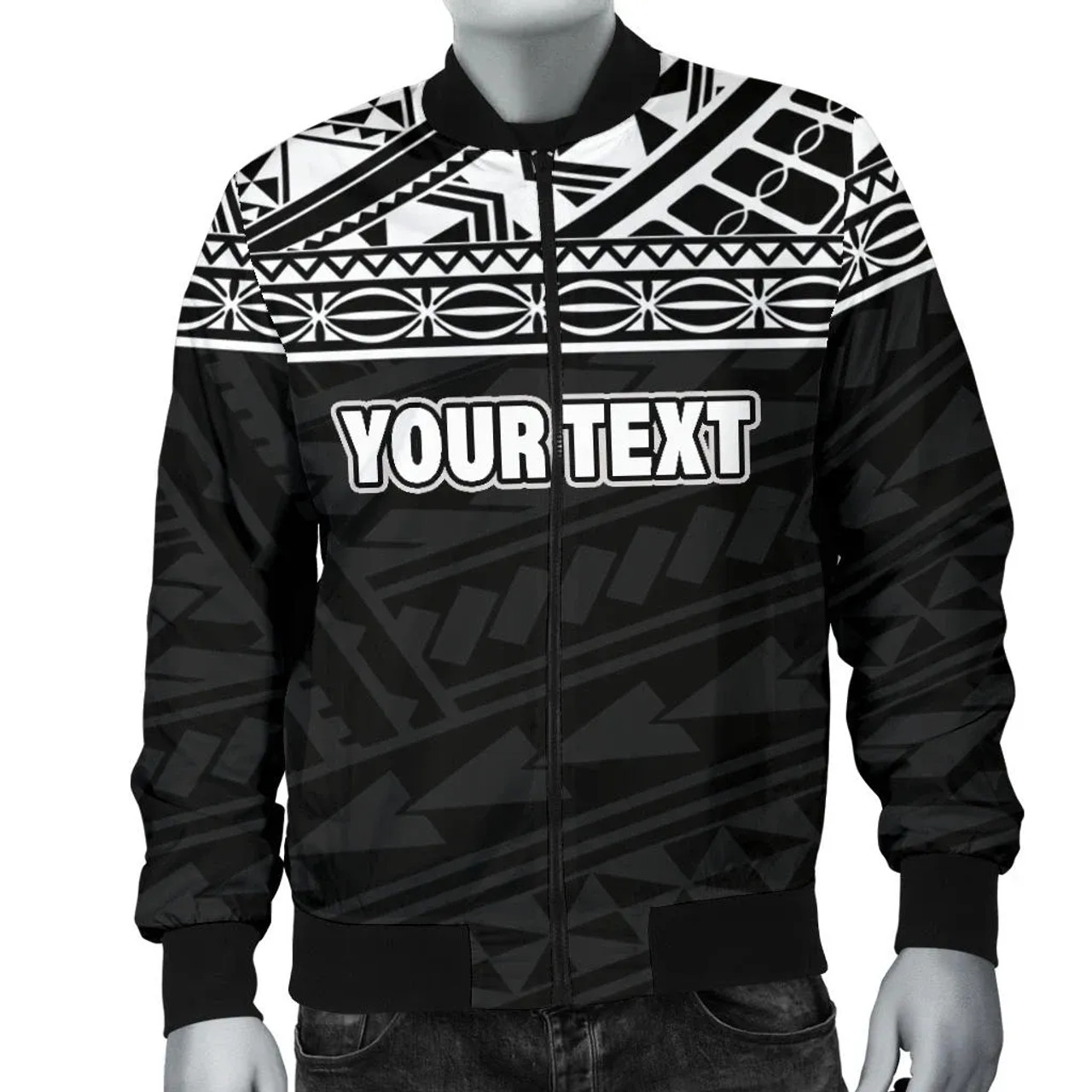 Polynesian Custom Personalised Bomber Jacket - Black Style 4