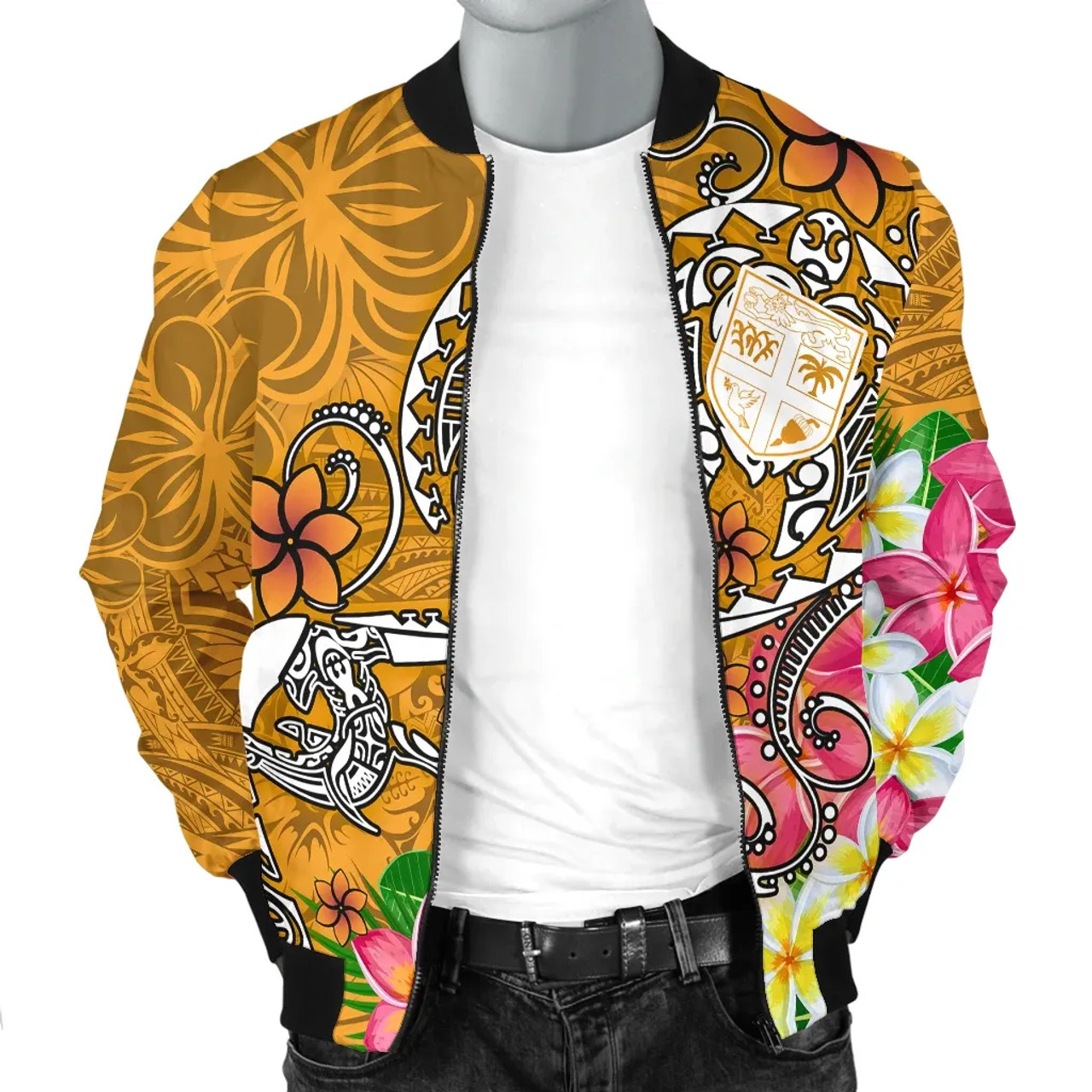 Fiji Bomber Jacket - Turtle Plumeria (Gold) 4