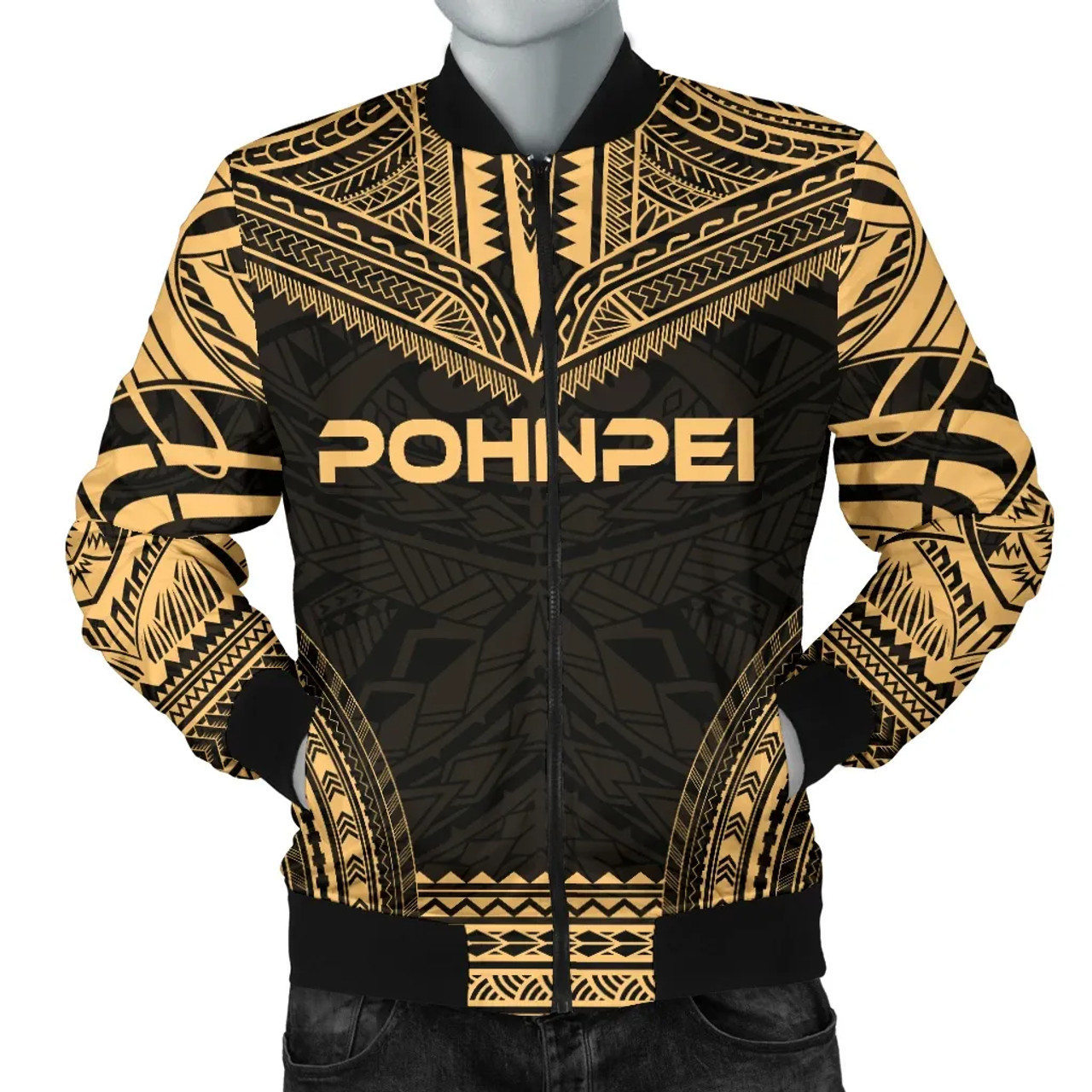 Pohnpei Polynesian Chief Bomber Jacket - Gold Version 1