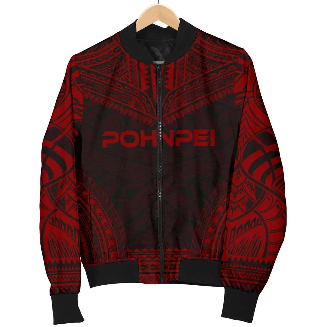 Pohnpei Polynesian Chief Bomber Jacket - Red Version 5