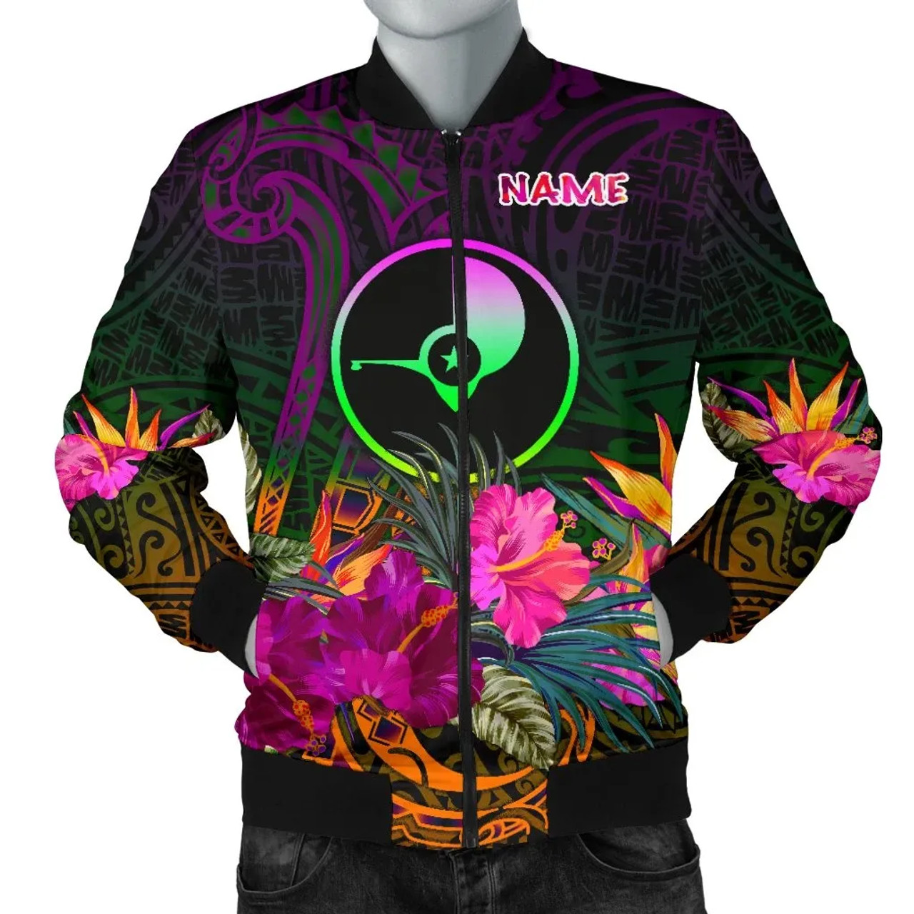 Yap Personalised Bomber Jacket - Summer Hibiscus 1