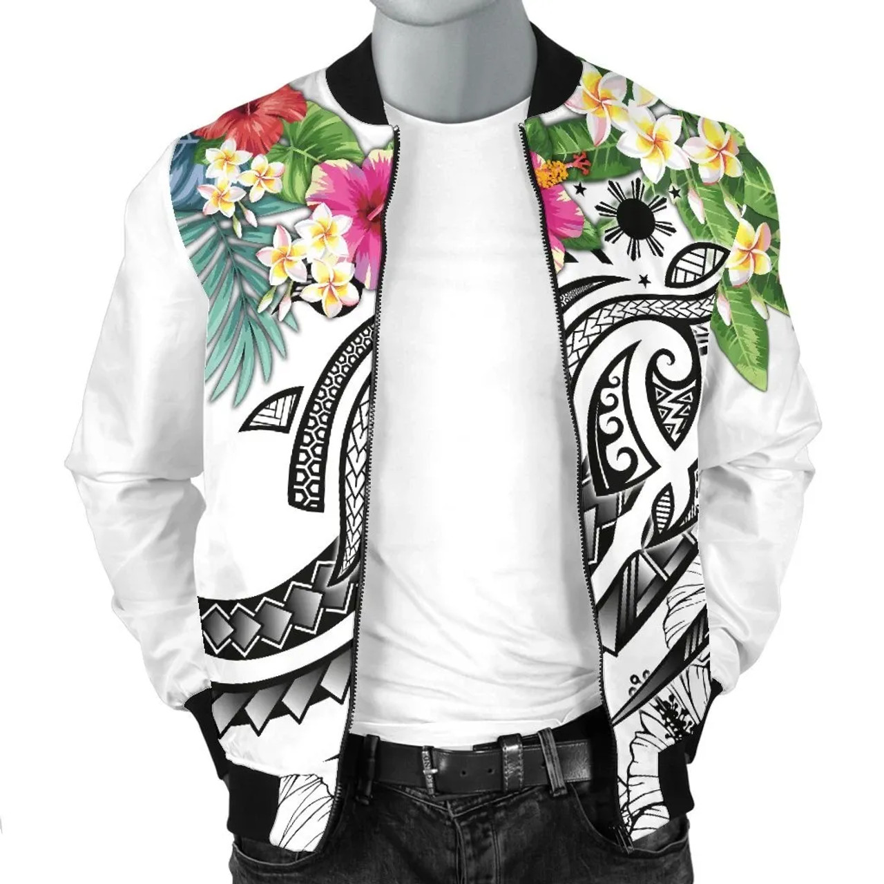 The Philippines Bomber Jacket - Summer Plumeria (White) 3