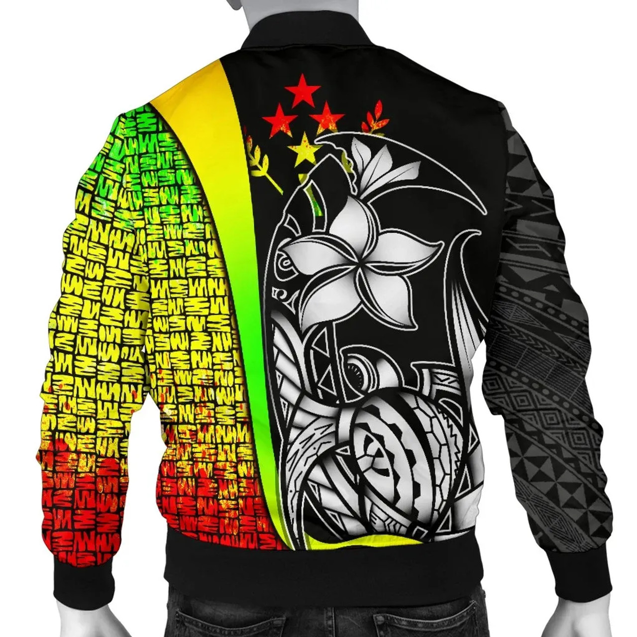 Kosrae Micronesia Bomber Jackets Reggae - Turtle With Hook 2