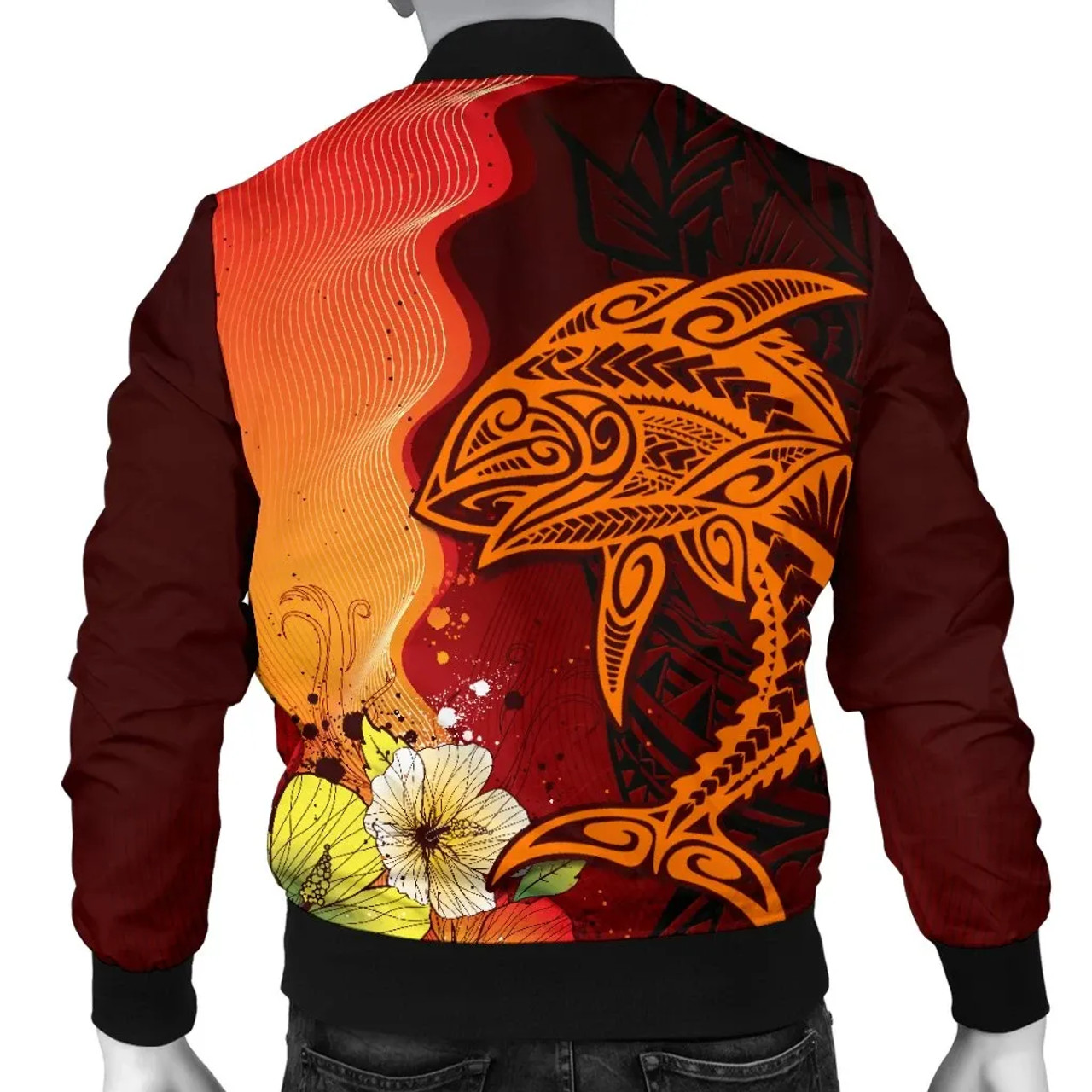 Kosrae Custom Personalised Bomber Jacket - Tribal Tuna Fish 4