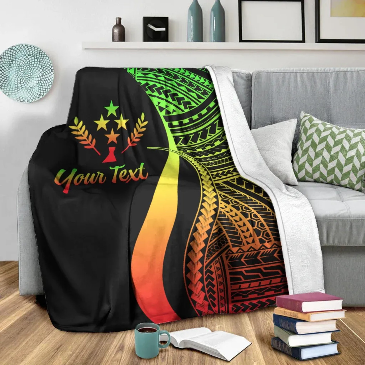 Kosrae Custom Personalised Premium Blanket - Reggae Polynesian Tentacle Tribal Pattern 4