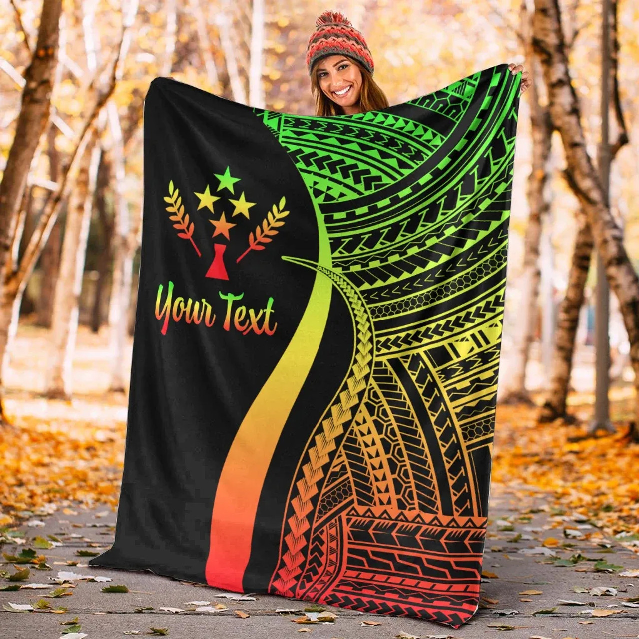 Kosrae Custom Personalised Premium Blanket - Reggae Polynesian Tentacle Tribal Pattern 5